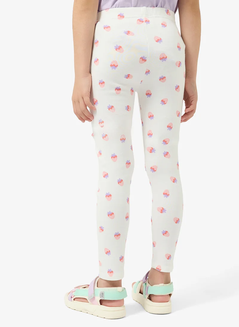 Pinata  Strawberry Print White Leggings for Women | Best Price UAE